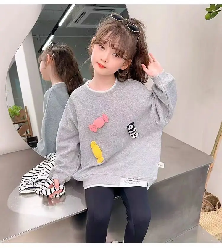 Koreanische Version Kleidung Baby Mädchen Langarm Kinder Neue Frühherbst-Sweatshirts Niedliche Bedruckte Pullover Kinder Freizeitkleidung – Detail 12