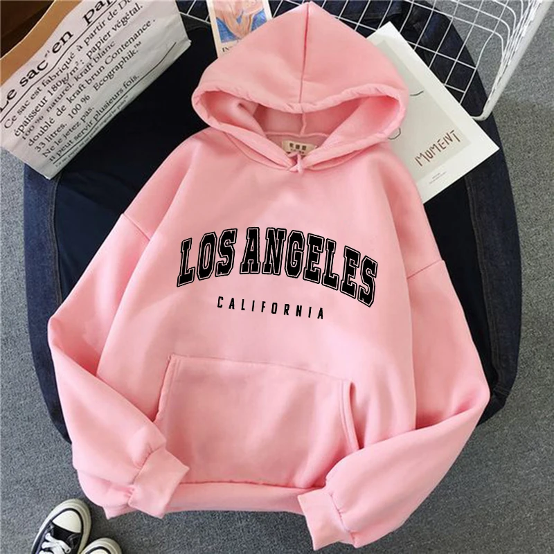 

American Style Fashion Sweatshirt Los Angeles Letter Women Men Hoodies Streetwear Autumn Winter Hip Hop Casual Pullovers Female