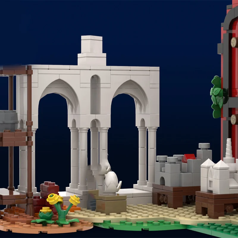 Bloques de construcción escolares MOC de Stonemasons medievales, 1187 Uds., bricolaje, castillo Modular, taller, arquitectura histórica creativa, juguete para niños