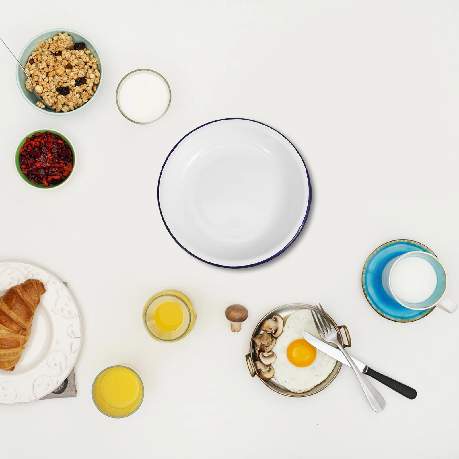 أطباق المينا العميقة طقم أواني طعام غير قابلة للكسر للسلطات والحساء والوجبات الخفيفة أطباق التخييم الثقيلة طبق التقديم