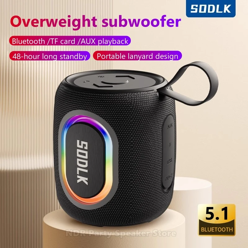 SODLK T13 Wireless Portable Speaker 15W Stereo Sound with RGB Light IPX6 Waterproof Speaker TWS Surround Lightweight for Party