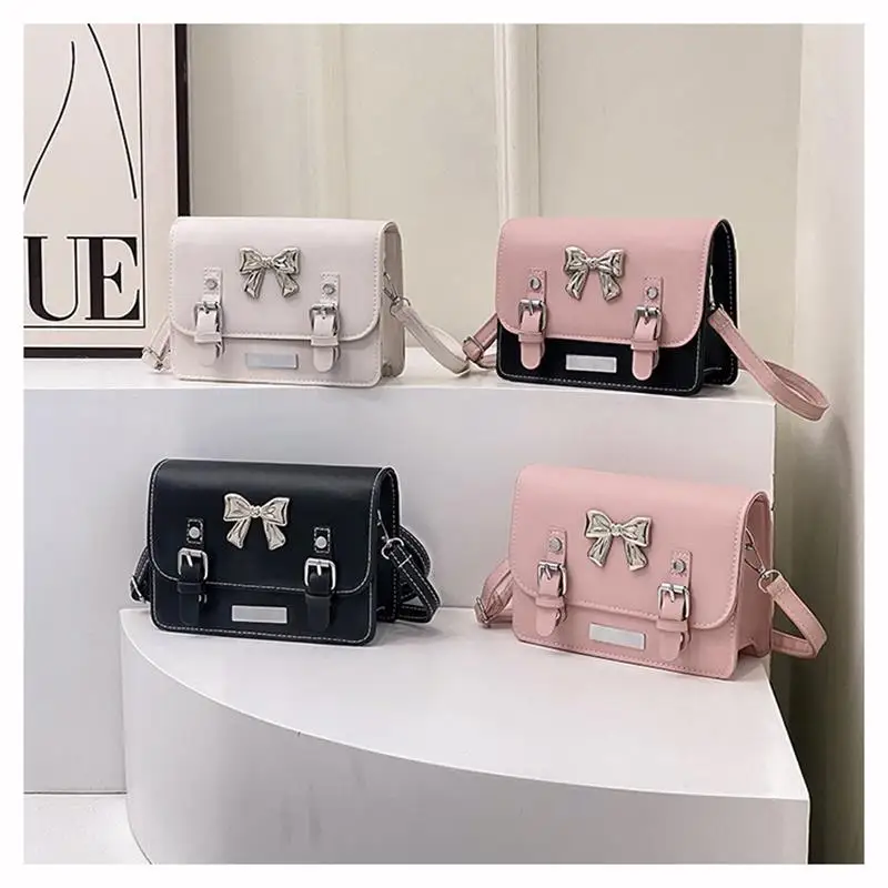 Small Square Bag Women\'S 2024 New Spring/Summer Fashion Cute Girl Bow Personalized Commuting Single Shoulder Crossbody Bag