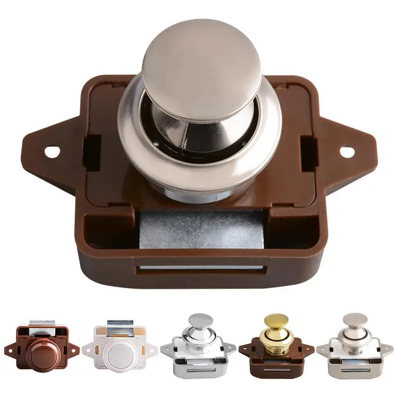 

Keyless RV Push Cabinet Lock Push Button Latches Cabinet Door Catches Locks Drawer Keyless Zinc Alloy Button For RVs Camper Van