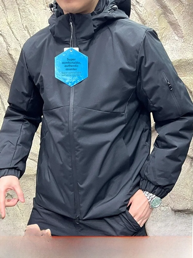 

Футболка с технологией, мужская уличная хлопковая куртка на подкладке, осень-зима, теплое водонепроницаемое пальто, длинное длинное пальто с капюшоном и подставкой...