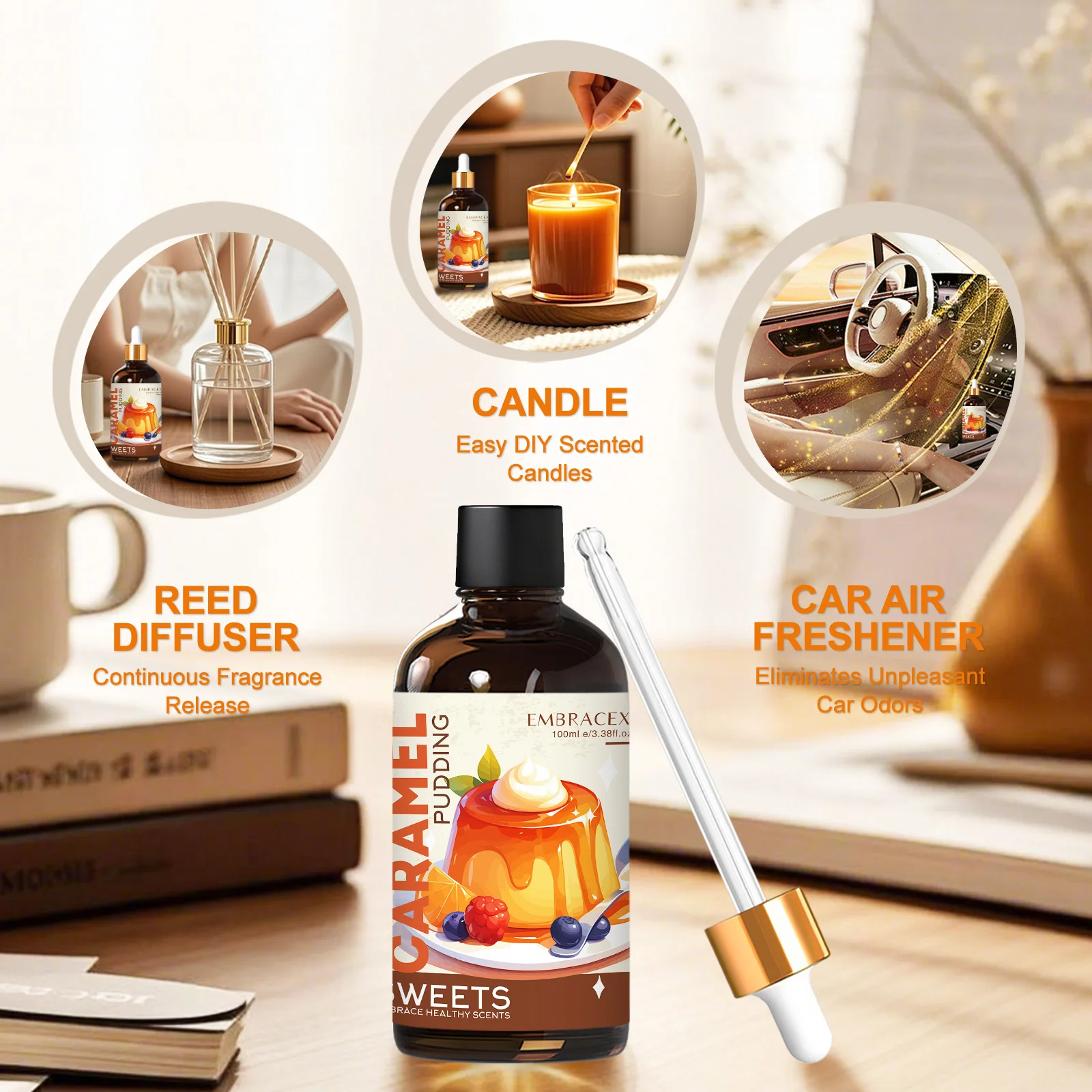 100ml Caramel Pudding Essential Oil  For Diffusers, DIY Projects Long Lasting Sweet Scent Gift To Friends - view 4