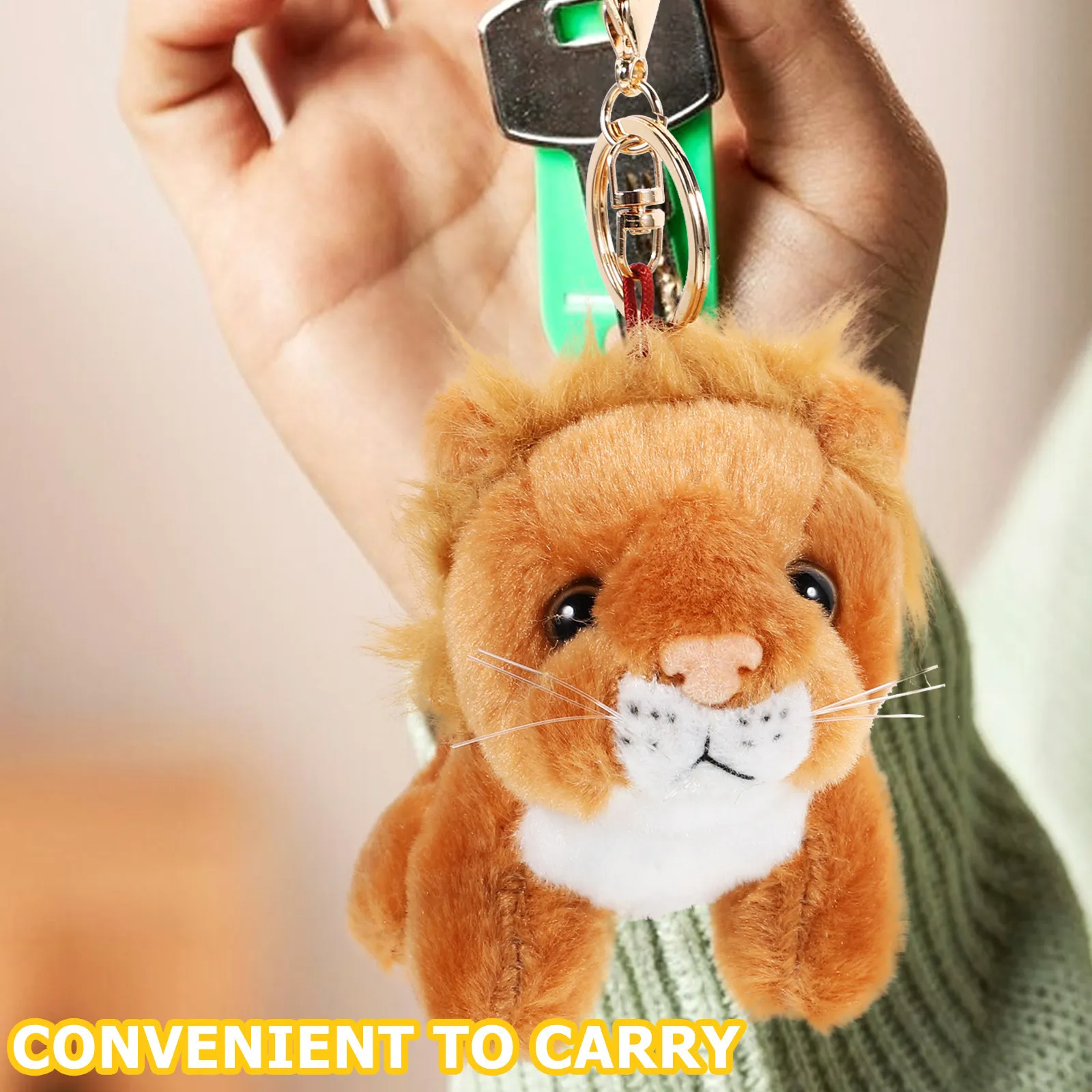 

Lion Keychain Aesthetic Key Ring for Women Stuffed Animal Purse Charm Backpack Zipper Decor Car Keys Handbag Bag Charm Gift Idea