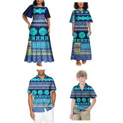 Summer Family Set Clothes Tonga Fiji Pattern Family Suit Polynesian Traditional Tribal Print Prom Family Matching Clothes