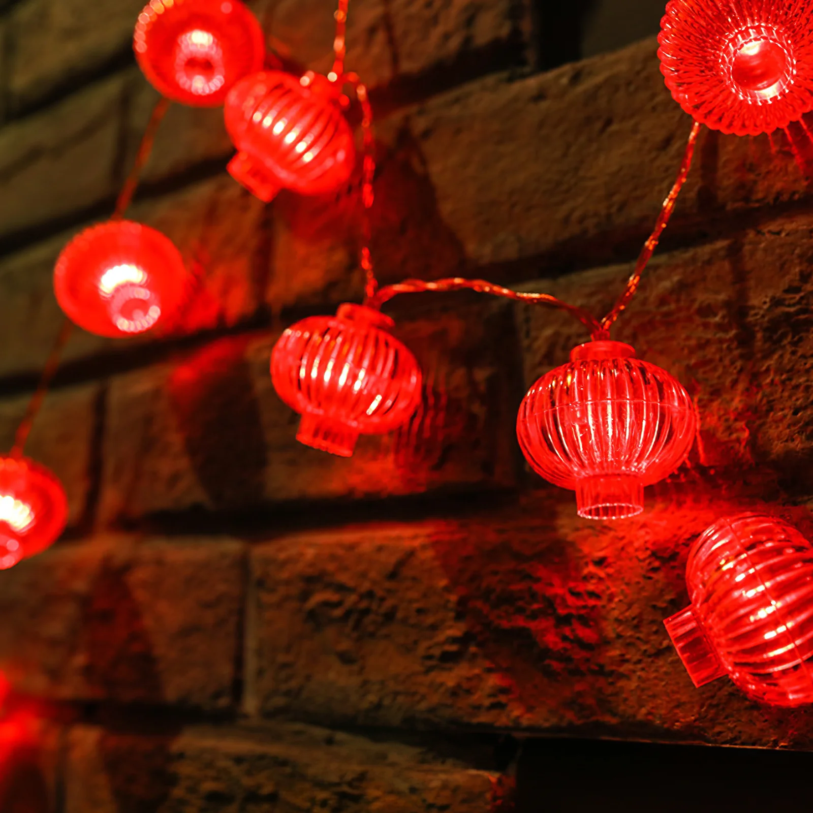 

1pc Led Light String Decor Red 2021 New Year Hanging Lantern Festive Home Party Decoration Powered Indoor Outdoor Use