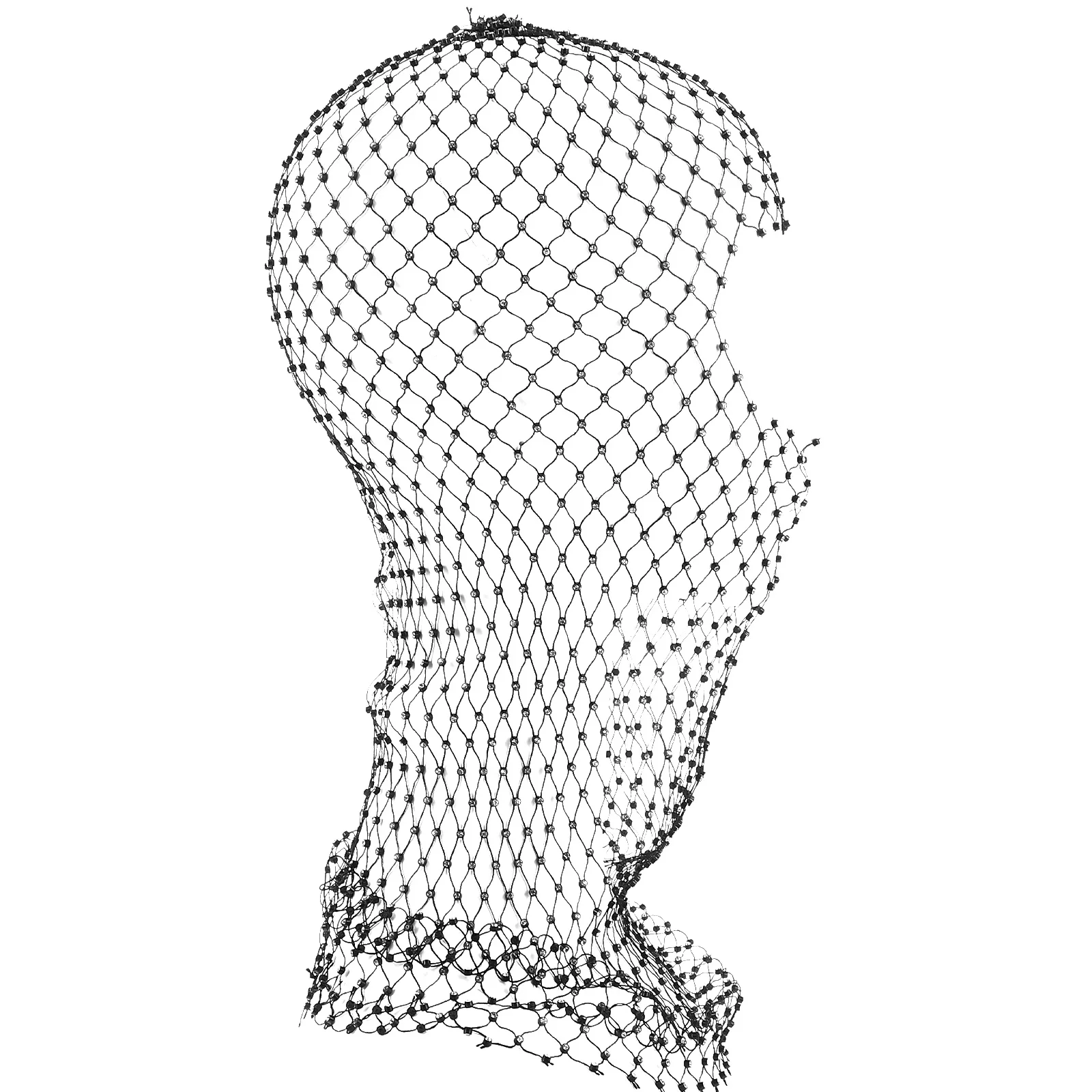 

Rhinestone Face Mask Mesh Hood Headb Birthday Party Accessories Lightweight Polyester Crystal Women Holiday Outfits Halloween