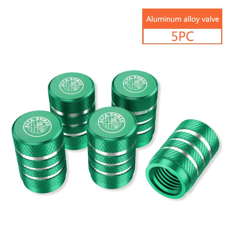 5Pcs Car Tire Valve Caps Auto Tyre Air Stem Dust Cover for Car Styling For Alfa Romeo Giulietta Giulia GT Mito Brera F1 Stelvio