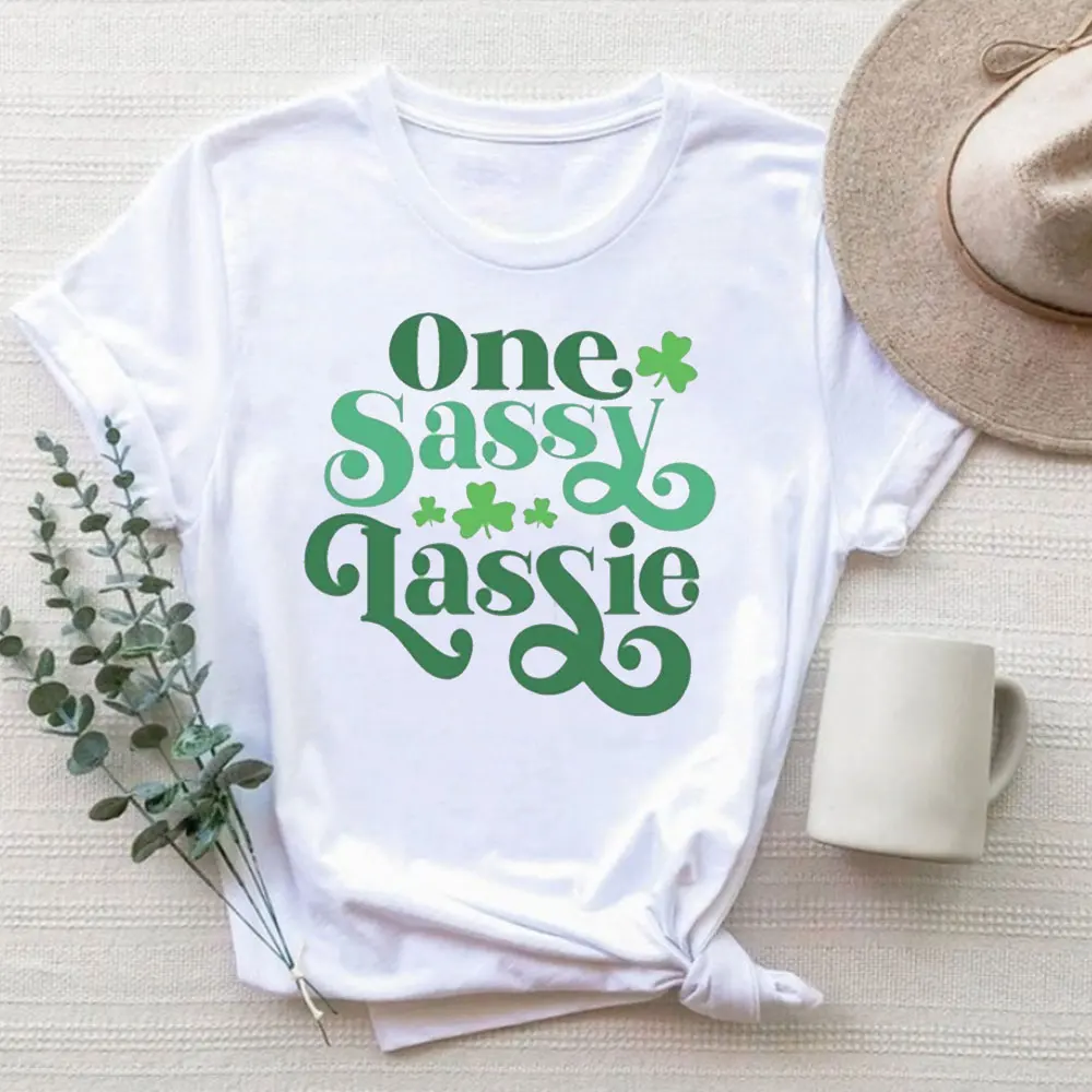 

One Sassy Lassie St Patrick's Day Unisex Tees Y2k Accessories Graphic Short-sleeve T Shirts Camisetas Ropa Mujer Clothes