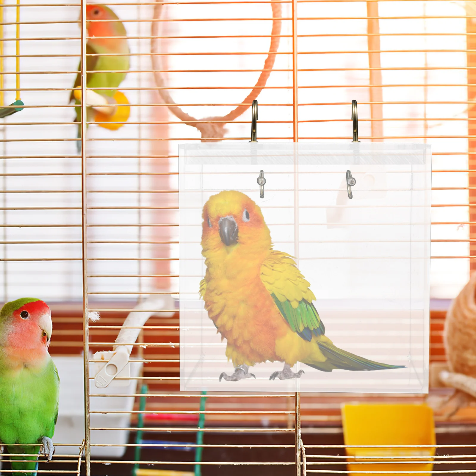 

Bird Bathtub Pet Parrot Indoor Supplies Small Showering Cube Lightweight Acrylic Material Removable Design Practical for Cage