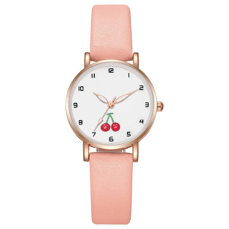 Simple and Cute Cartoon Children's Cherry Quartz Wirst Watch Students Leisure Arabic Digital Quartz Watch Clock Sk Часы Женские