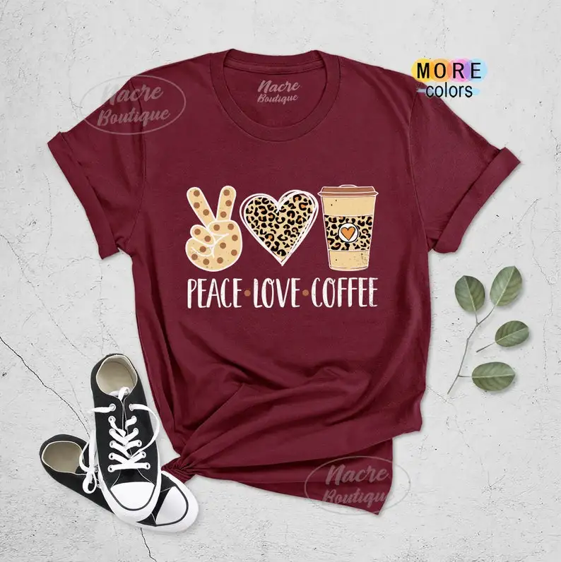 Camisetas de café de amor de la paz y2k, ropa kawaii para mujer, camisetas gráficas, tops y2k