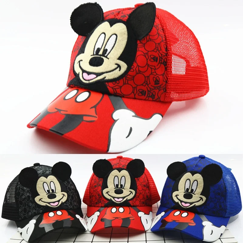 

Disney Children's Hat Korean Version Of Cartoon Three-dimensional Mickey Mouse Summer Mesh Baseball Cap Baby Sunscreen Cap