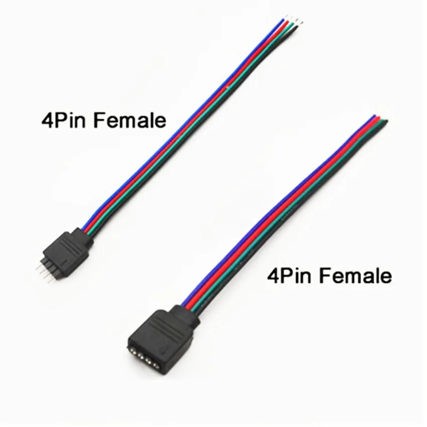 5 SZTUK 5050 LED RGB Strip Light Connector 4 Pin Conductor 10mm Strip to Controller Jumper Solderless Clip On Pigtail Power Adapter
