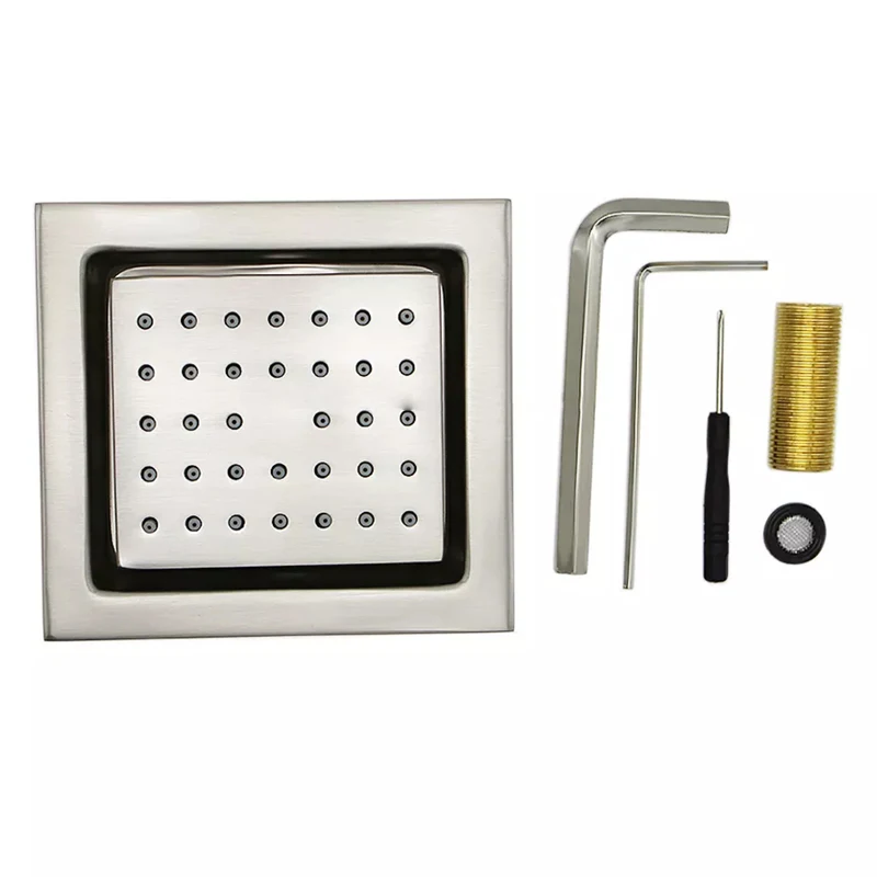 Ukryty kwadratowy mosiężny dyszowy spryskiwacz do wanny z hydromasażem, szczotkowany nikiel