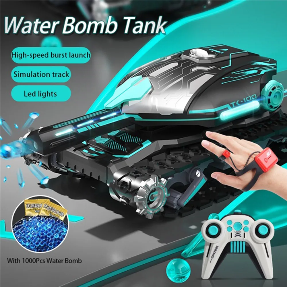 2.4G 4WD RC Tank Toy 1/16 Radio Controlled Car Remote Control Panzer Crawler Water Bomb Tanks Shooting Competition Toys For Boys