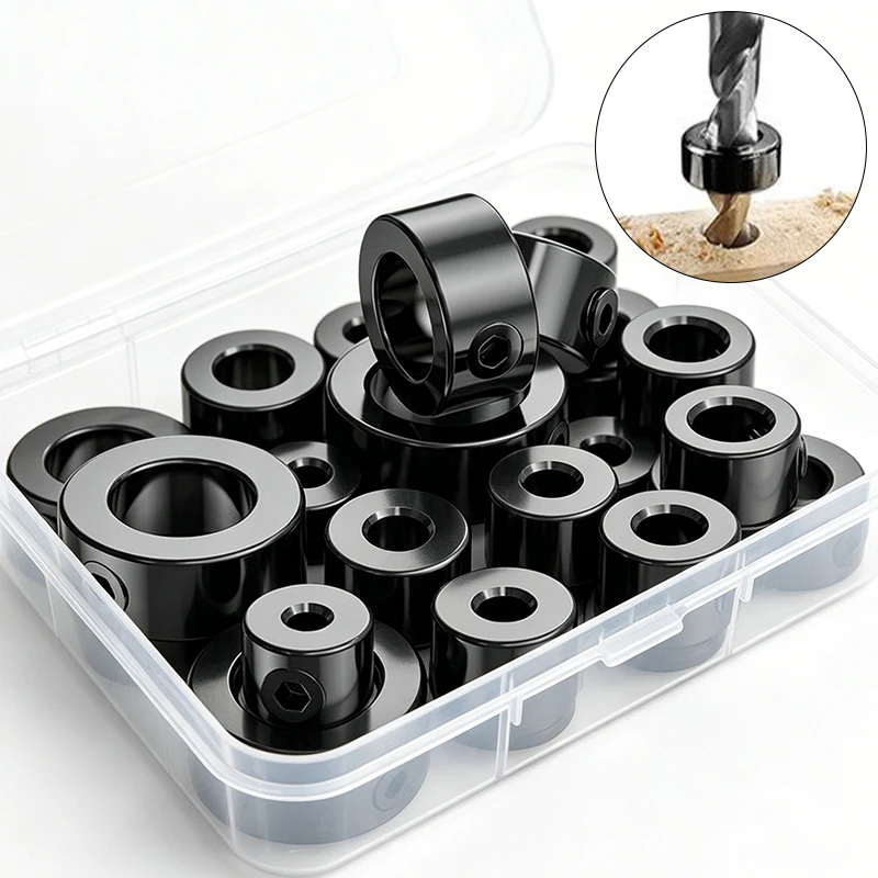 

7/8pcs Drill Bit Depth Stop Collars Ring Positioner Drilling Locator Tools for Ajustable Positioner Hole Guide Woodwork Tools