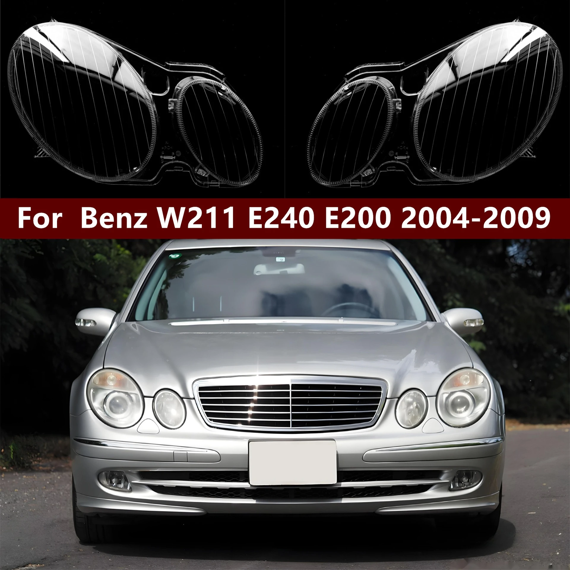 Moggic Clear Headlight Lens Cover for 2003‑2008 Mercedes‑Benz W211, Fit E200 E240 E280 E300 E350