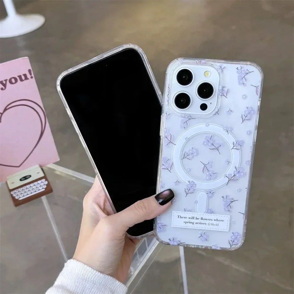 Y2K Floral Flower Case For Samsung Galaxy S23 S24 S25 Ultra S22 Plus FE Z Flip 6 5 4 3 cover Magnetic Wireless Charge Magsafe