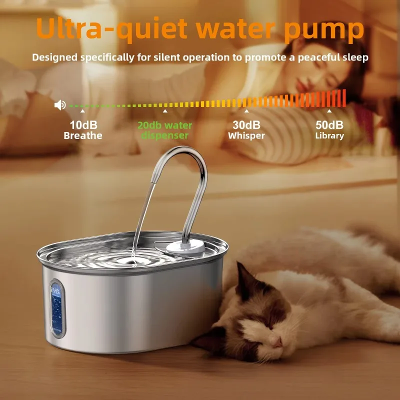 Large Capacity Stainless Steel USB Powered Mode Cycle Filter Cat Dog Automatic Drinking Machine Smart Pet Water Dispenser - view 6
