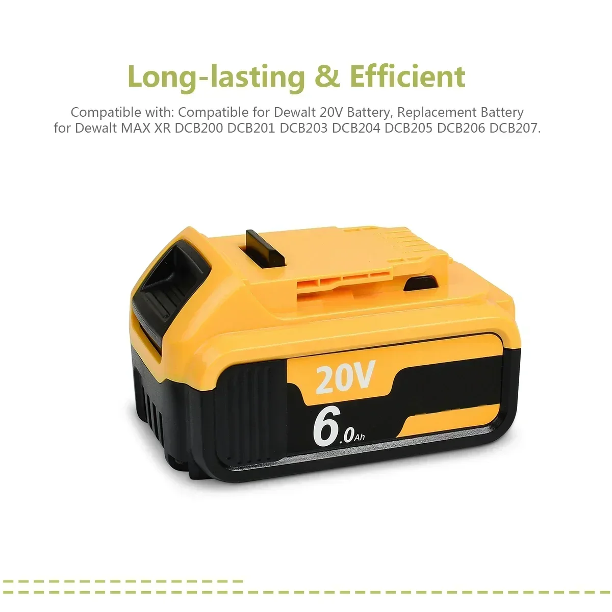  For Dewalt 20V Battery 6.0Ah Replacement Battery For Dewalt DCB200 Rechargeable DCB206 DCB207 DCB204 Power Tool Battery