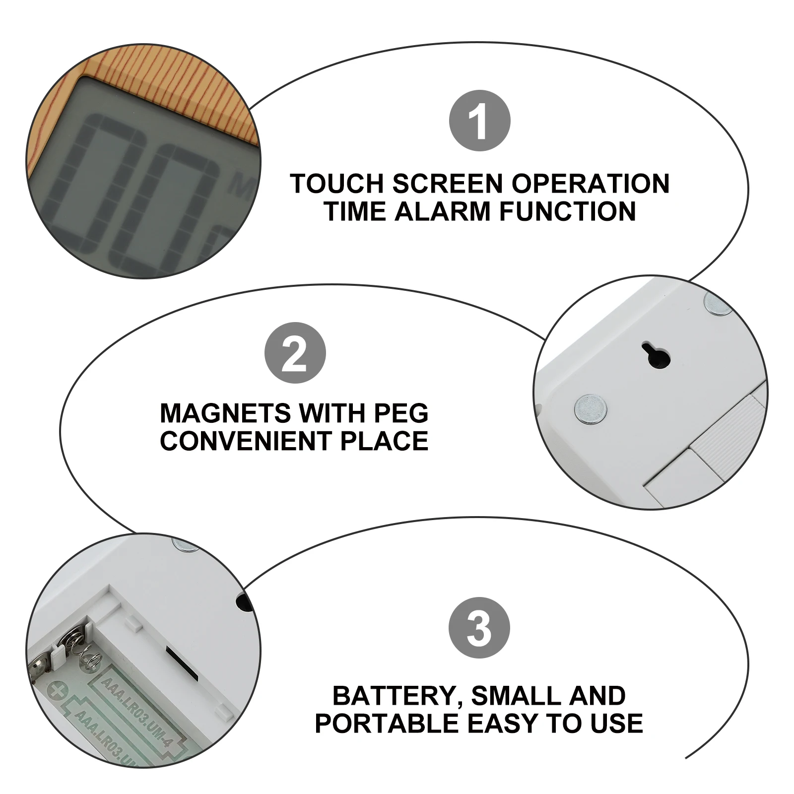 

Professional Kitchen Timer Compact Portable Multipurpose Alarm Timer for Baking Frying Cooking Eggs Pancakes Cakes