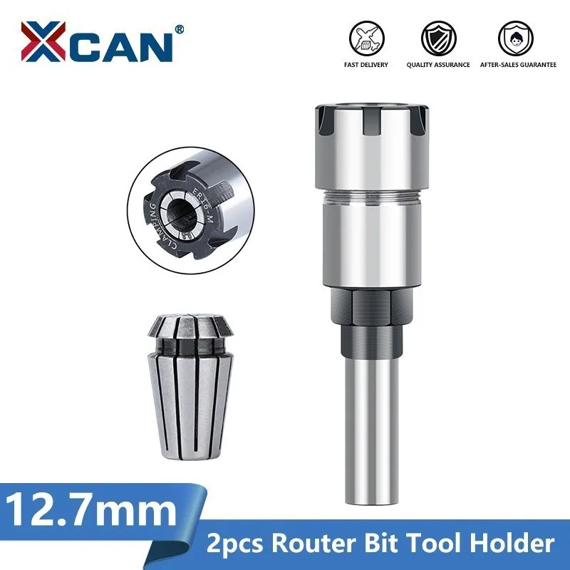 XCAN ER Router Bit Extension Rod Collet 1/2 Shank Spring Collet Chuck Wood Milling Cutter Chuck CNC Machine Milling Tool Holder