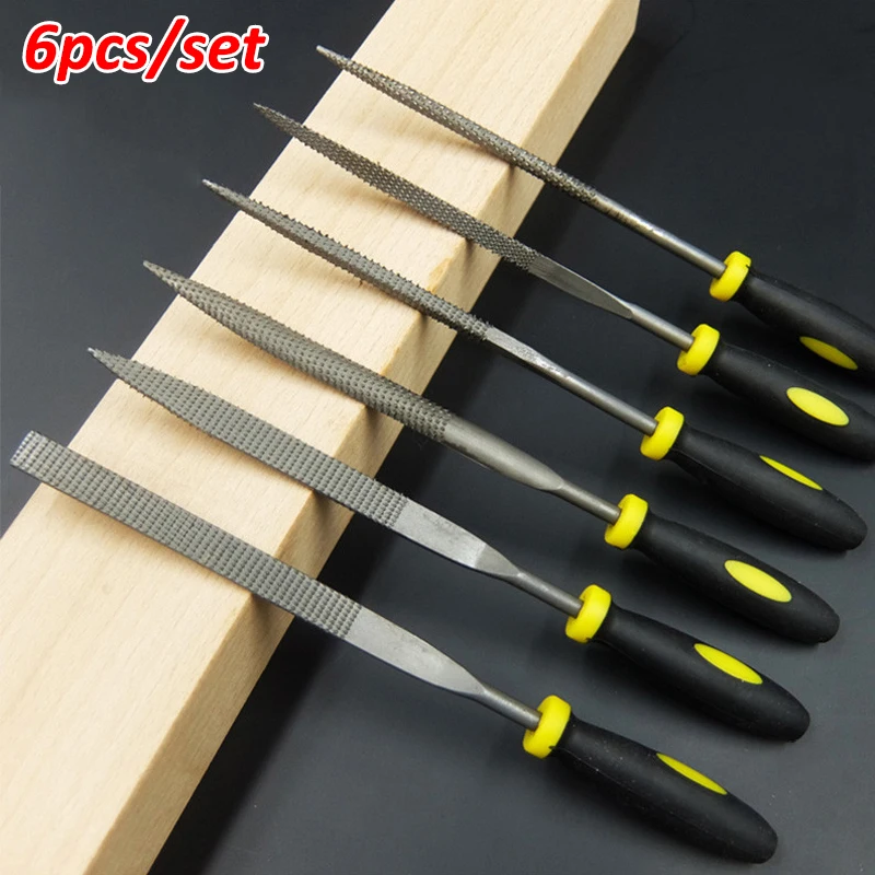 6pcs/set 180/160/140mm Carpenter Metal File Rasp Woodworking Burr Polishing Carving Needle File Set  For Hand Grinding Tools