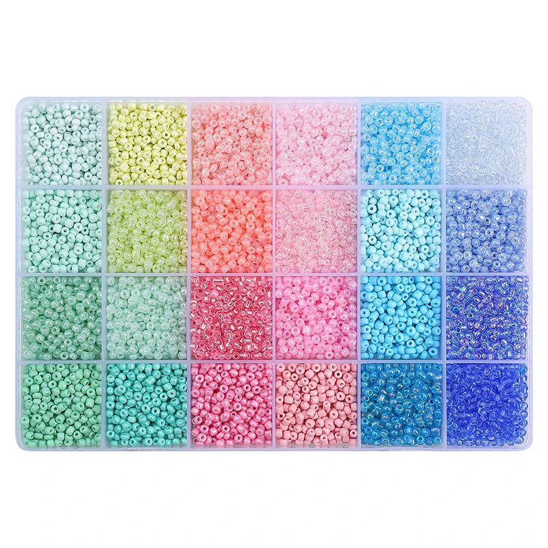 Über 5200 Stück 24 Gitter Reisperlenbox, handgefertigt, DIY-Schmuck, Armband, Ohrringe, Kandi-Schmuckzubehör, Materialien