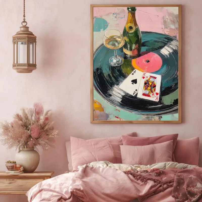 Black Woman Vinyl Retro Record Tunes Disco Aesthetic Wall Art Poster Printed Canvas Painting Home Decor Room Decor Aesthetic