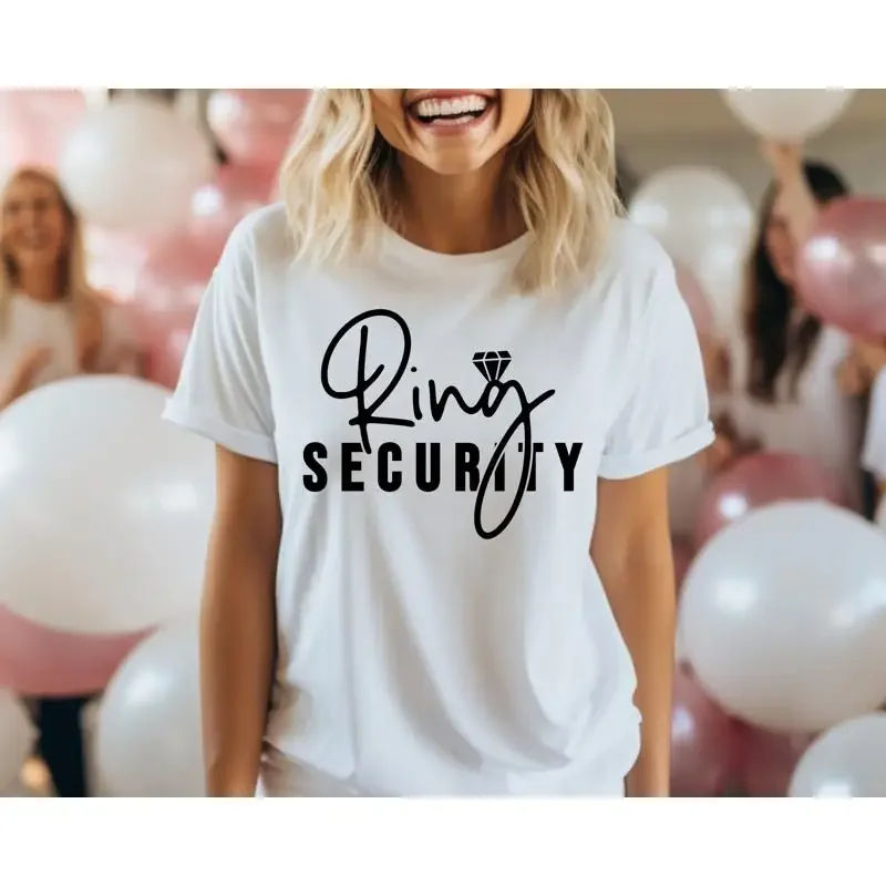 Ring Security Bachelorette Party T Shirt Bridal Bridesmaid Bride To Be Wedding Bachelor Retro Bach