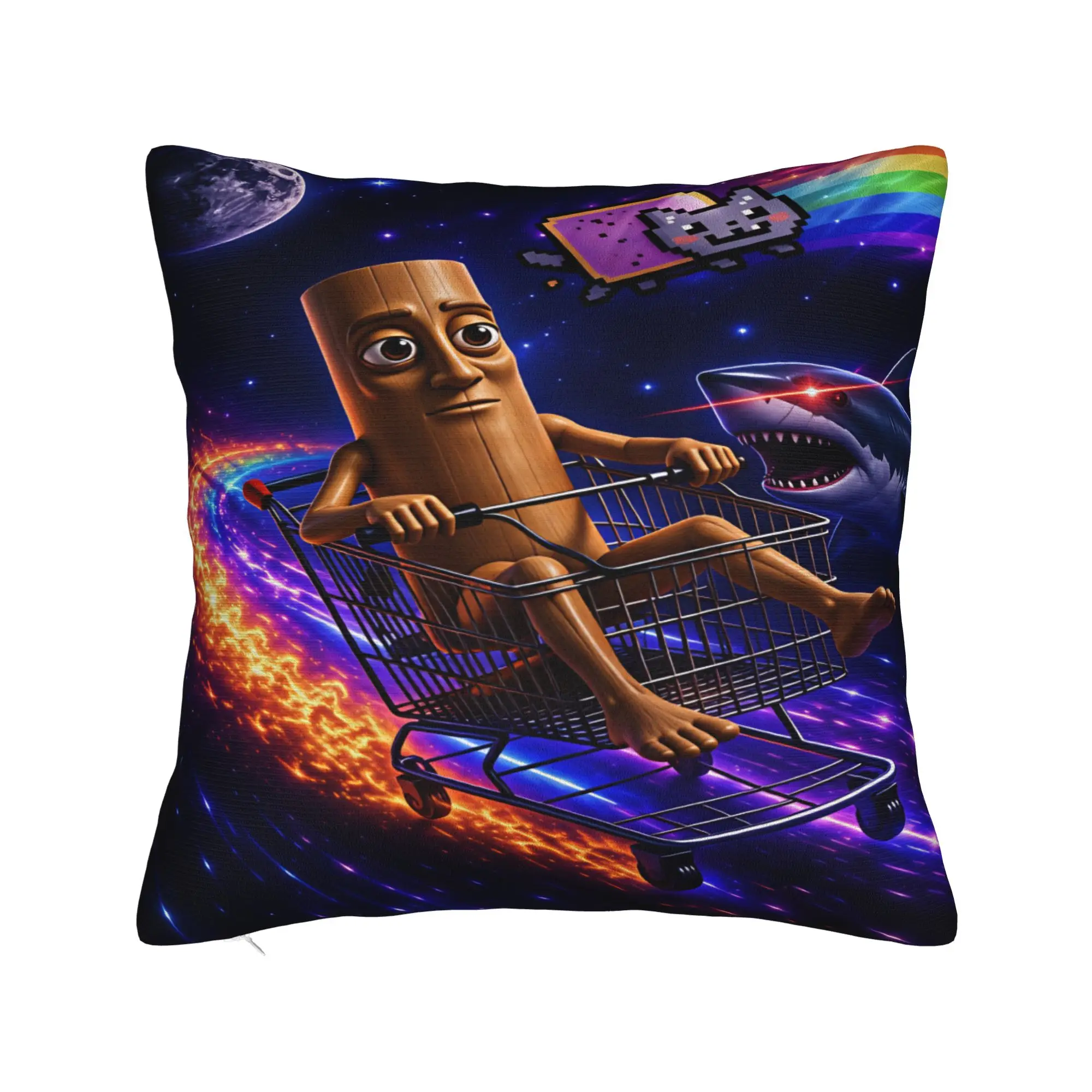 Tung Sitting In Shopping Cart Space Galaxy Pillow Cover  Novelty Pillow Case For Sofa Home Decor Soft Cushion Cover Gift