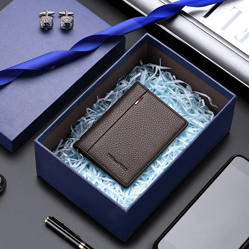 Luxury brand Mini Ultra-thin Small Wallet Men's Short Leather Small Card Holder Youth Wallet Real Leather Coin Purse WILIAMPOLO image 4