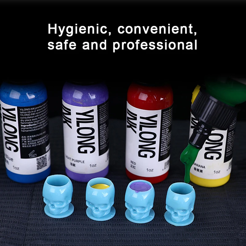 

Одноразовые чернила для татуировки с черепом, 200 шт., держатель пигмента для перманентного макияжа, аксессуары для тату-мастера