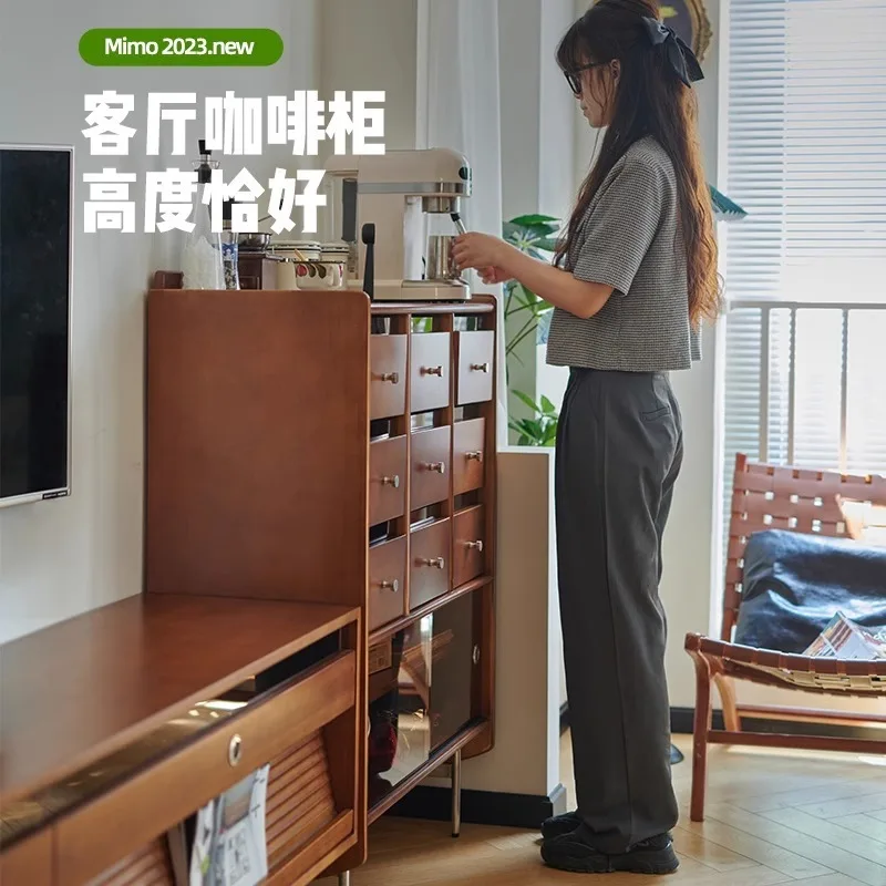 Retro nine-bucket dining side  living room TV side  medieval storage locker bedroom bedside