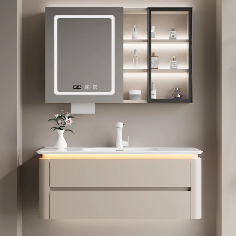 Towel Cabinet Storage Small Closet Column Bathroom Multipurpose Wall Shelf Mirror Double Washbasin Meuble Salle De Bain Nordic