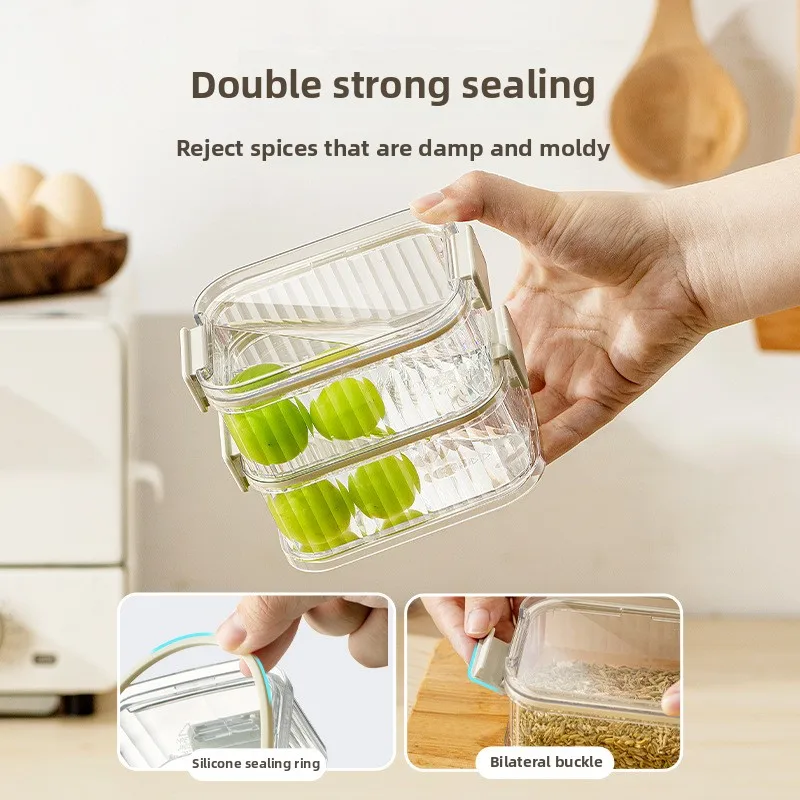 قوي شفاف مختومة التراص صناديق تخزين المطبخ سعة كبيرة صندوق تخزين المواد الغذائية المطابخ المنظمون اكسسوارات المطبخ