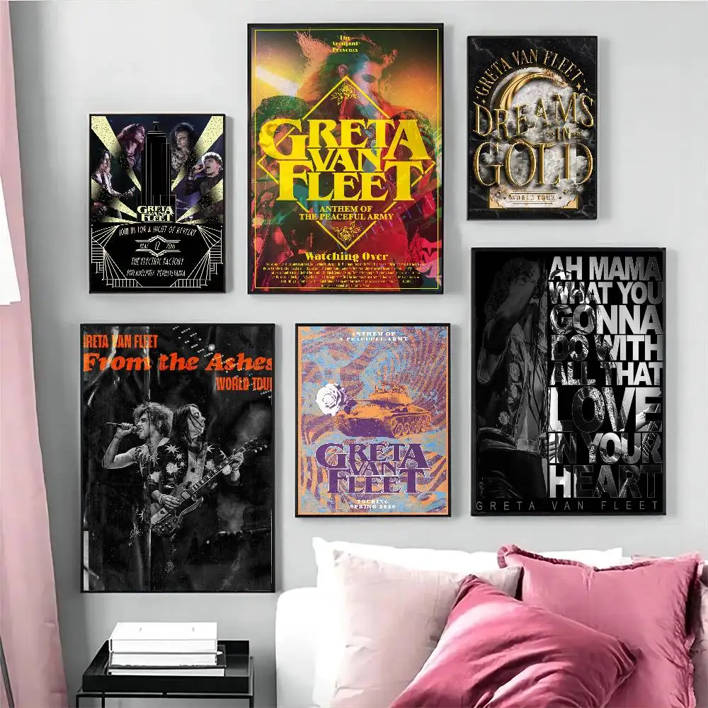 Greta Van Fleet Rock Band Movie Sticky Posters Retro Kraft Paper Sticker DIY Room Bar Cafe Aesthetic Art Wall Painting