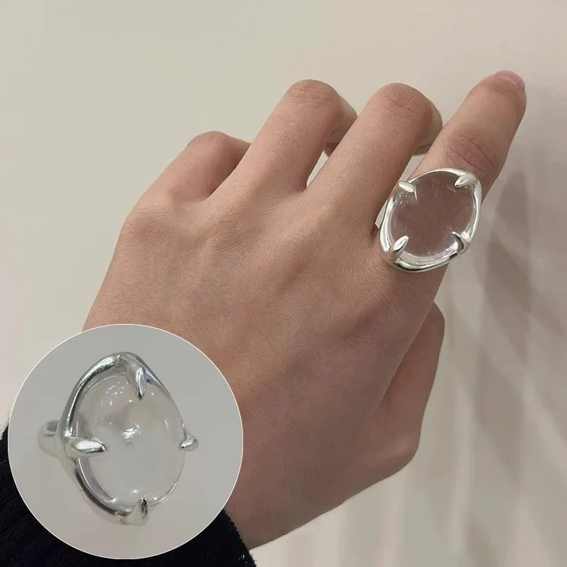 خواتم مفتوحة كريستال شفافة هندسية للنساء 2026 خاتم كريستال على الموضة الكورية الجديدة إكسسوارات مجوهرات جديدة حفلة هدية #1
