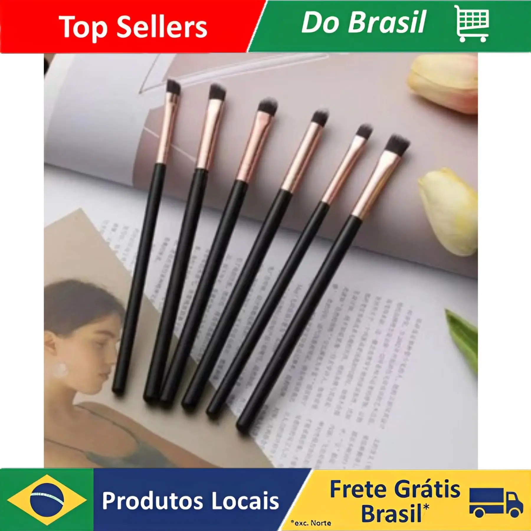 Kit 6 Pinceis Para Olhos Esfumar Maquiagem Profissional