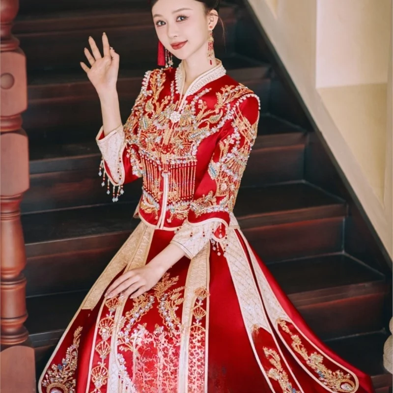 

New Chinese-style satin thin dress for women