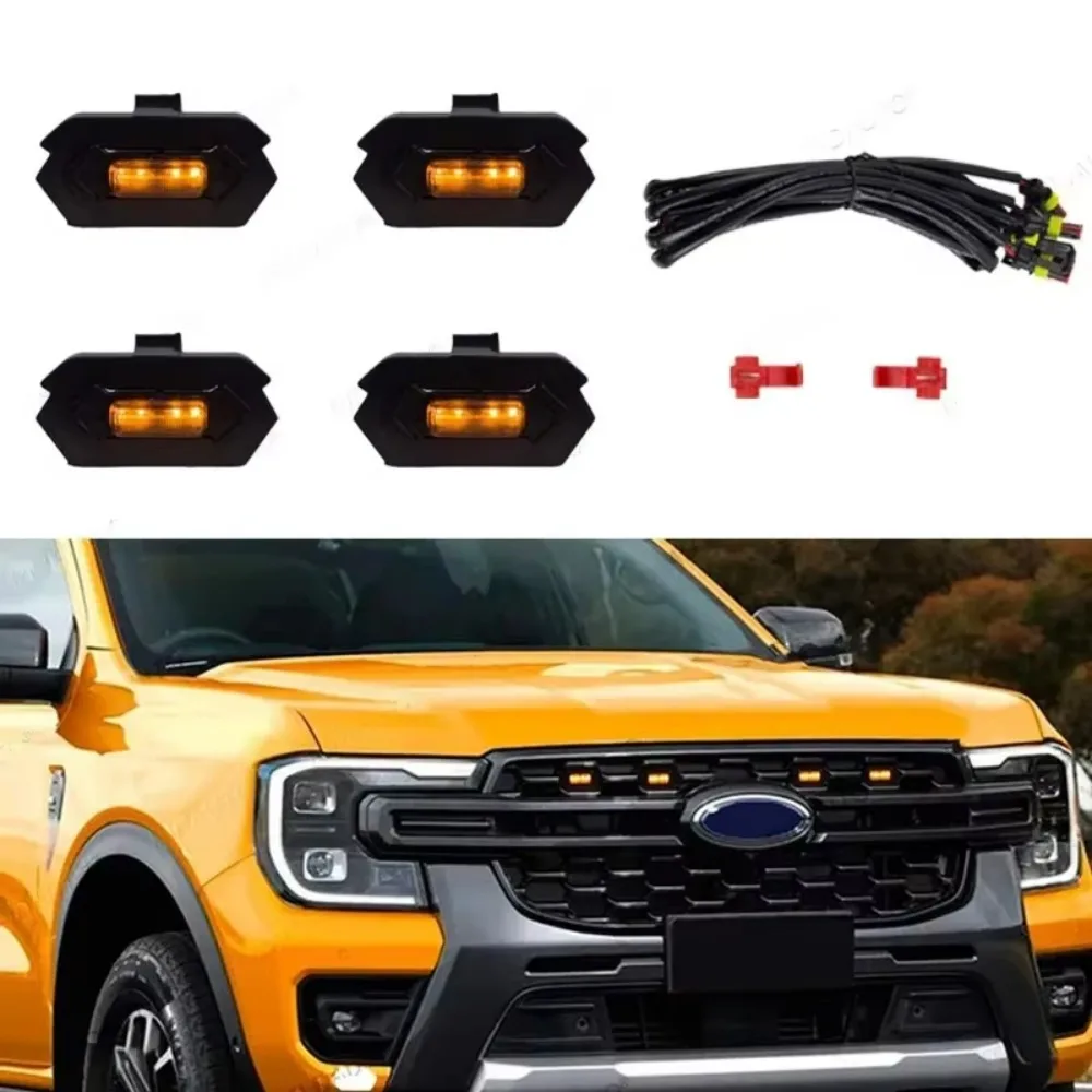 Amber White for Ford RANGER T9 2023 2024 LED Light Raptor Style Lamp Translucent Housing Grille Grill Led Front Fog Lights