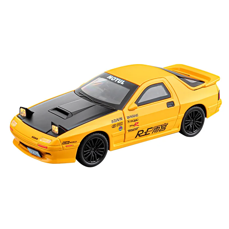 1:32 RX-7 FD3S Graffiti Retro Toy Retro Sports Car Model Car Toy Alloy Diecast Pull Back Doors Opened Sound Light Gifts for Boy