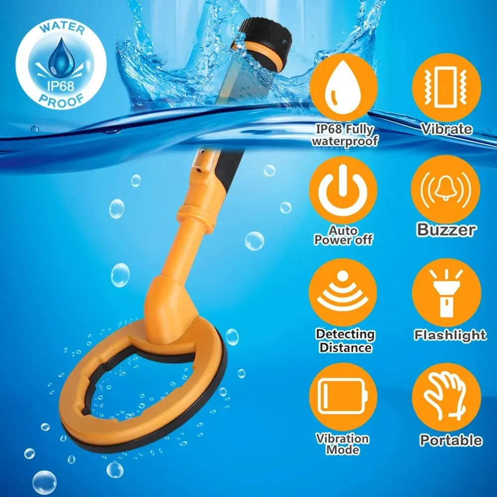 2 in 1 Underwater Metal Detector, Waterproof Handheld Pulse Pinpointer Induction Metal Finder for Diving Treasure Hunting