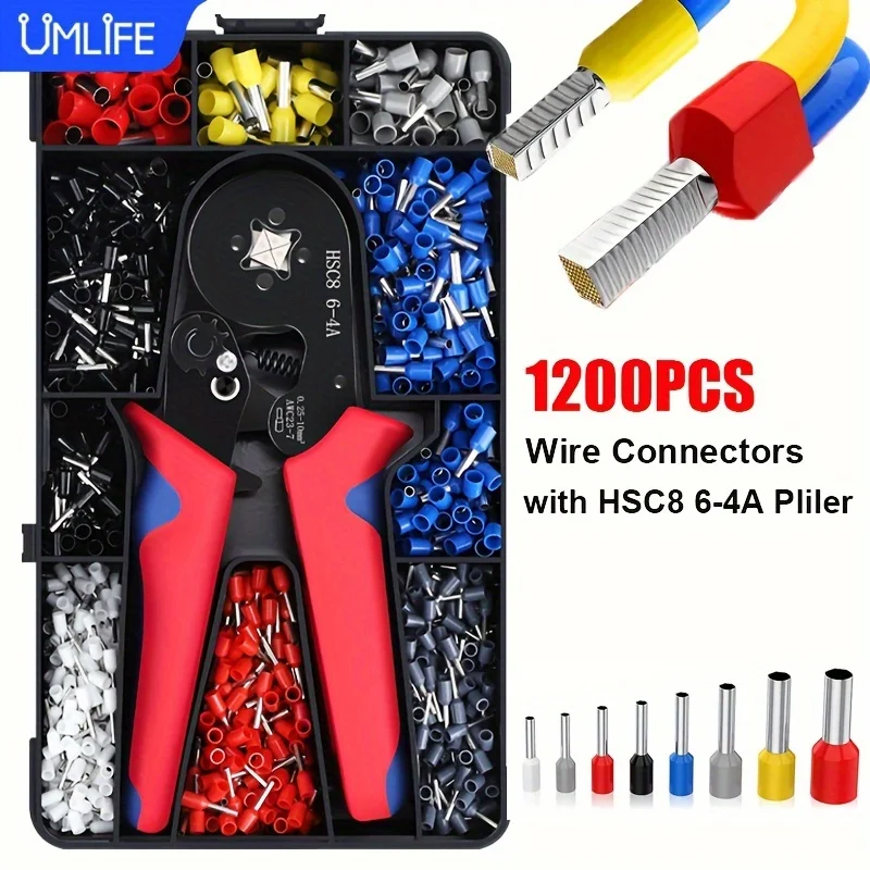 Crimping Pliers HSC8 6-4A /6-6A Tubular Terminal Crimper Wire Mini Ferrule Crimper Tools Household Electrical Kit With Box