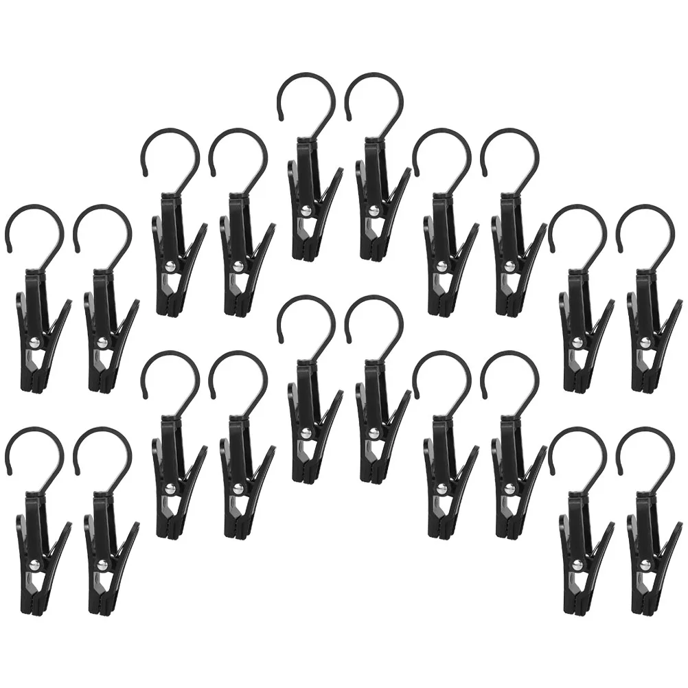 

20pcs Black Curtain Clips for Laundry Hooks Boot Hangers Clothes Trousers Travel Strong Storage Organizers