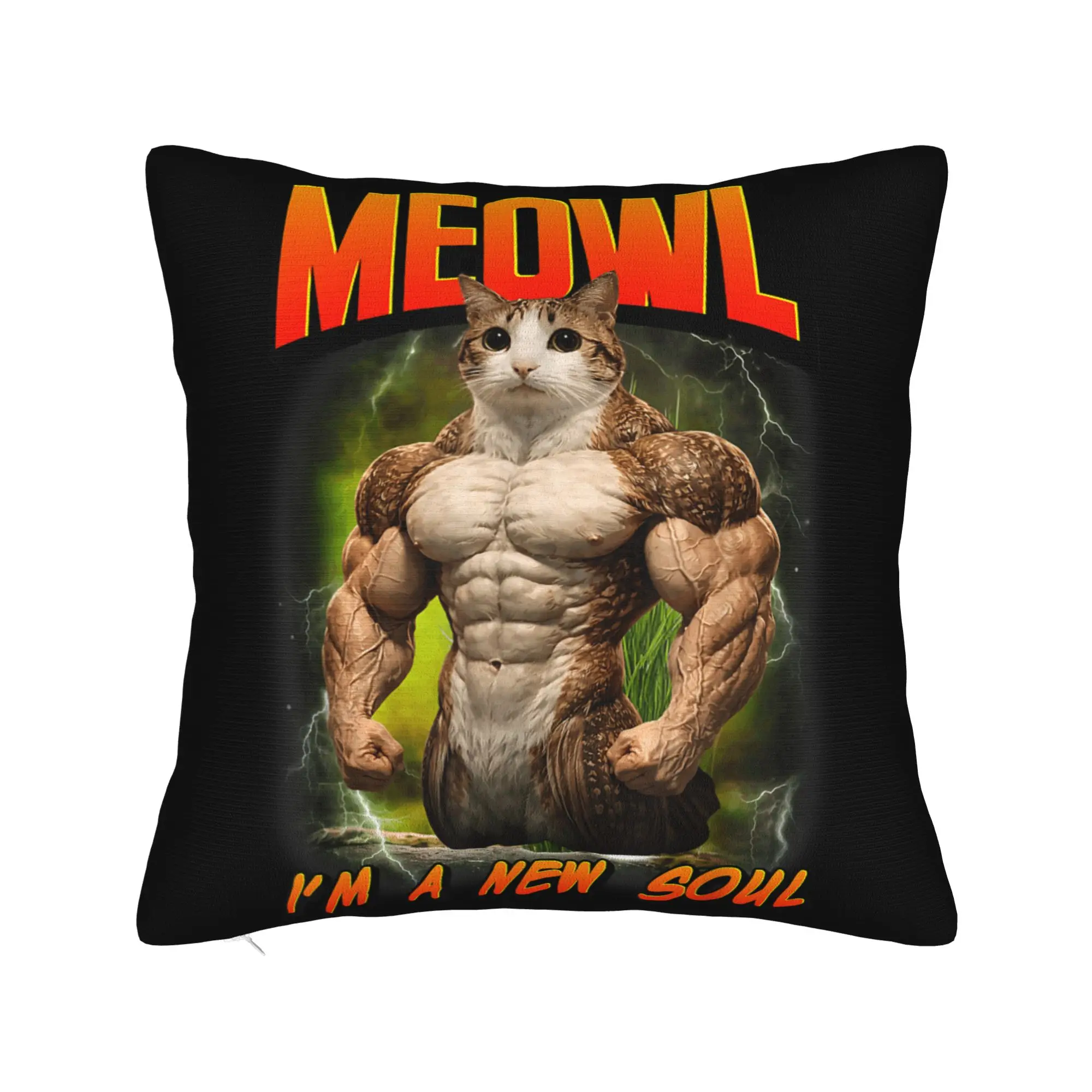 A New Soul Meowl Cat Owl Meme Brainrot Memes Pillowcase Printing Cushion Cover Decorations Throw Pillow Case Cover Bedroom