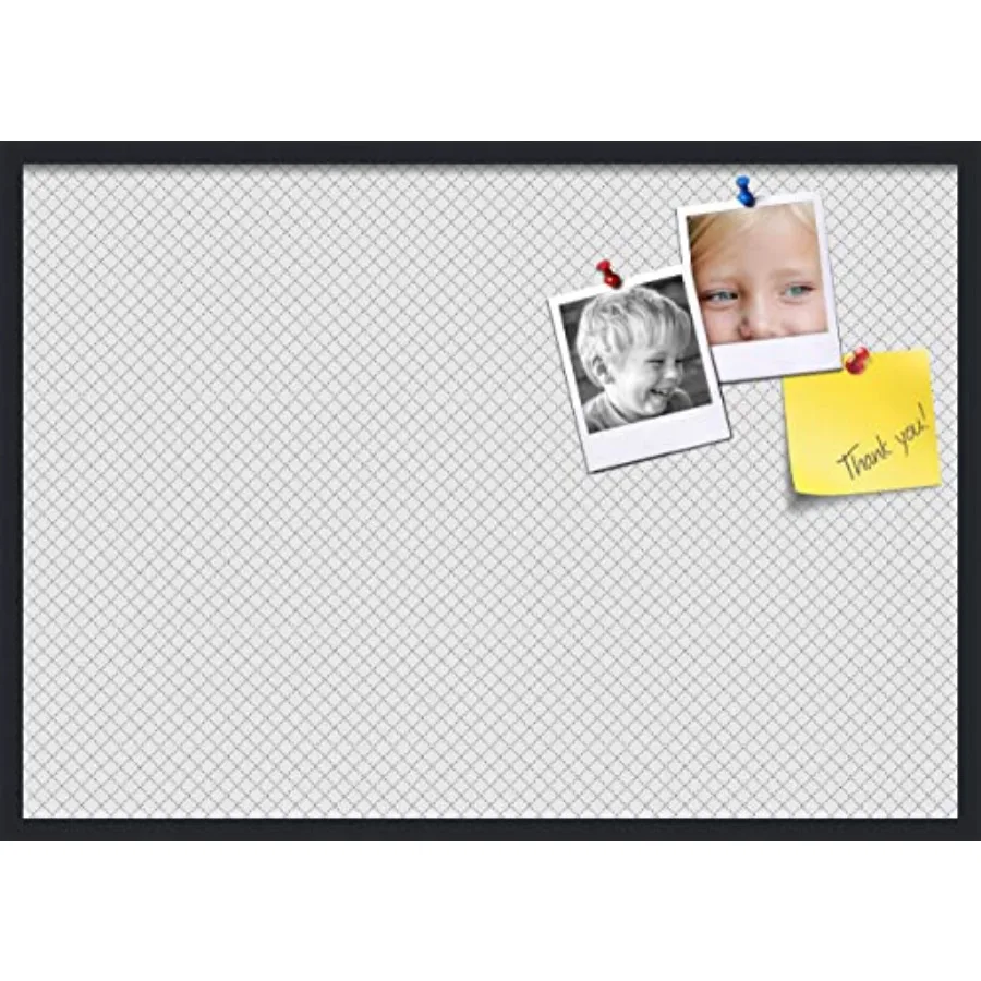 

40x28 inch Cork Bulletin Board. This Decorative Framed Pin Board Comes with Diamond Pattern in Grey Design and Satin Black. Ide